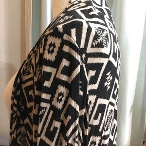 Tribal Print Fringe Cardigan